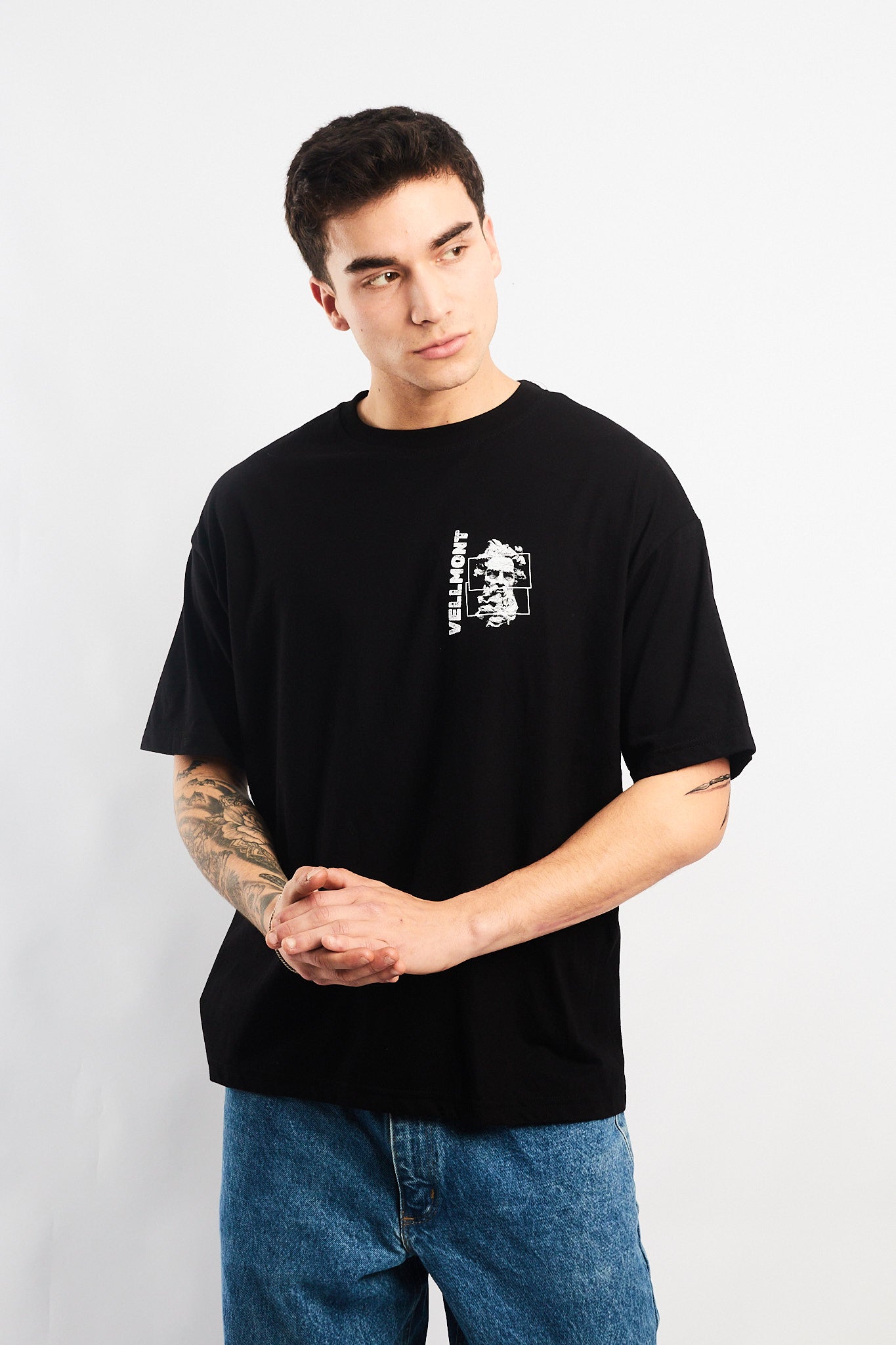 POLO OVERSIZE NEGRO DIOSES GRIEGOS